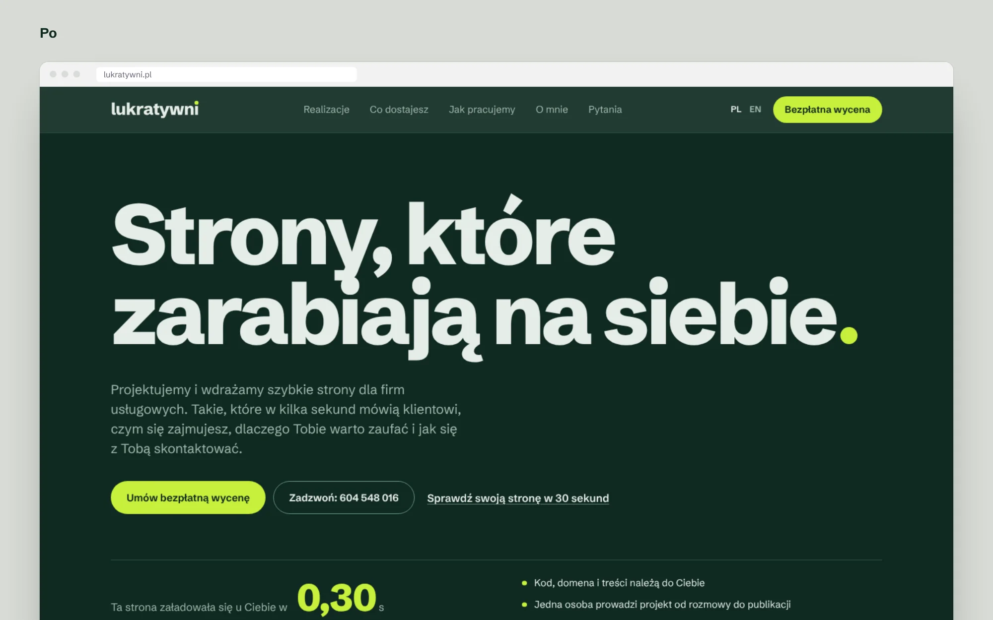 Nowa strona LUKRATYWNI: hasło Strony, które zarabiają na siebie, i licznik czasu ładowania